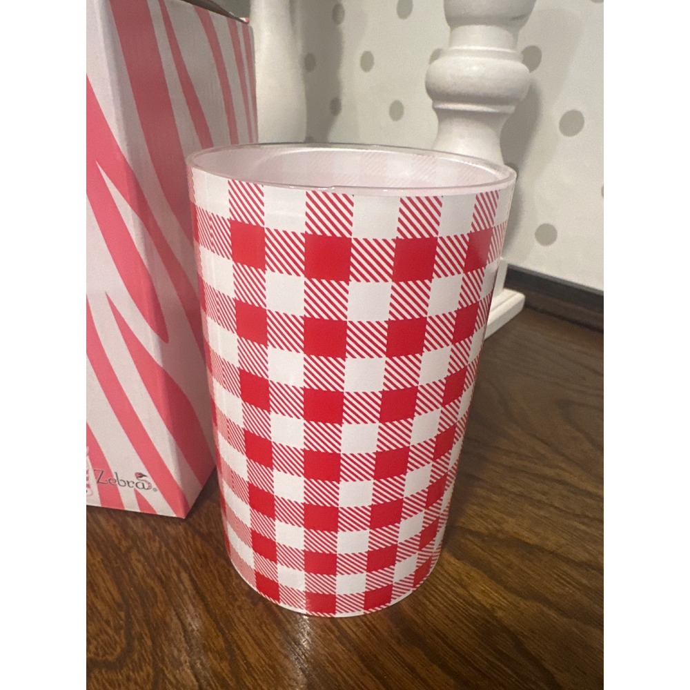 Pink Zebra Red Picnic Warming Shade ONLY Gingham Checkered Glass Red White - Picture 2 of 4